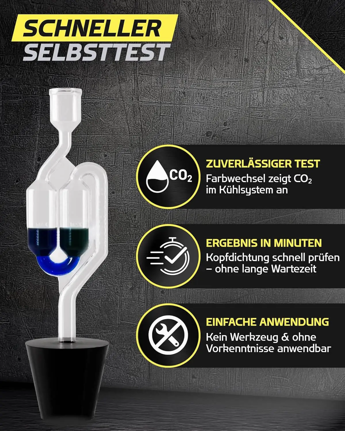 TESTCHEM CO₂-Kopfdichtung Testkit – Kühlsystem-Abgastest für bis zu 50 Tests - immagine 2