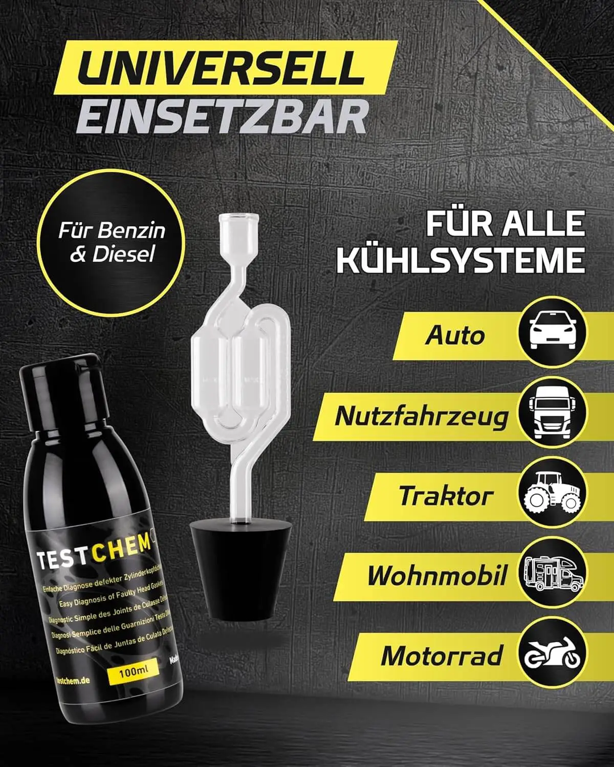 TESTCHEM CO₂-Kopfdichtung Testkit – Kühlsystem-Abgastest für bis zu 50 Tests - immagine 4